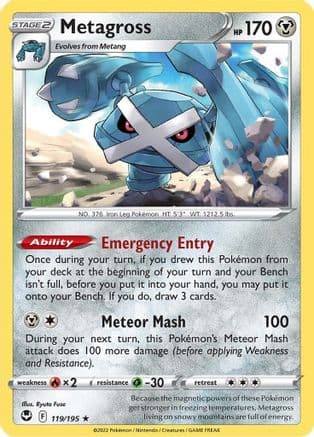 Metagross — SWSH12: Silver Tempest Pokémon TCG card by Ryuta Fuse