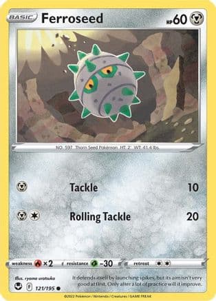 Ferroseed — SWSH12: Silver Tempest Pokémon TCG card by ryoma uratsuka