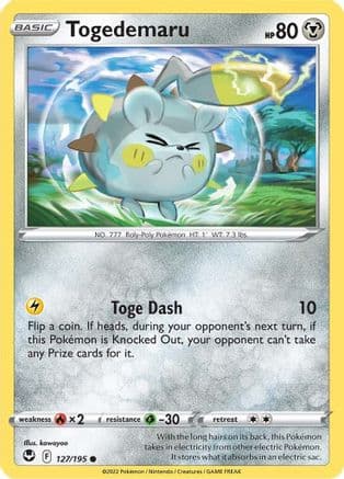 Togedemaru — SWSH12: Silver Tempest Pokémon TCG card by kawayoo