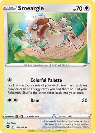 Smeargle — SWSH12: Silver Tempest Pokémon TCG card by Mizue