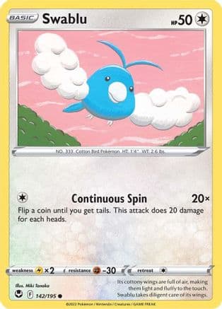 Swablu — SWSH12: Silver Tempest Pokémon TCG card by Miki Tanaka