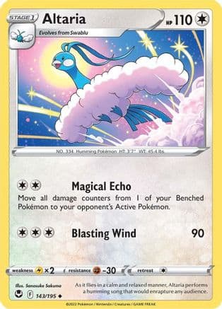 Altaria — SWSH12: Silver Tempest Pokémon TCG card by Sanosuke Sakuma