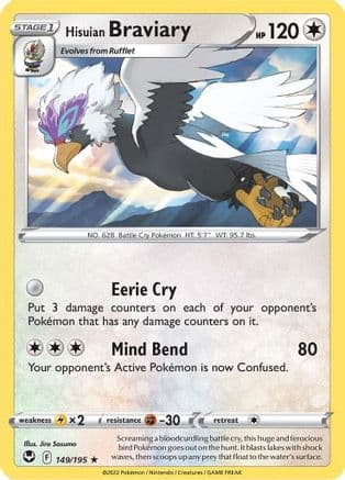 Hisuian Braviary — SWSH12: Silver Tempest Pokémon TCG card by Jiro Sasumo