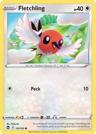 Fletchling — SWSH12: Silver Tempest Pokémon TCG card by Shibuzoh.
