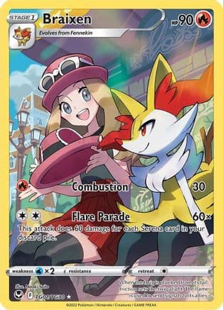 Braixen — SWSH12: Silver Tempest Trainer Gallery Pokémon TCG card by Naoki Saito