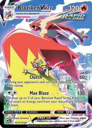 Blaziken VMAX — SWSH12: Silver Tempest Trainer Gallery Pokémon TCG card by KIYOTAKA OSHIYAMA
