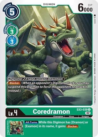 Coredramon - EX3-039 — Draconic Roar Digimon Card Game card by sasasi