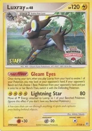 Luxray - 7/130 (National Championships) [Staff] — League & Championship Cards