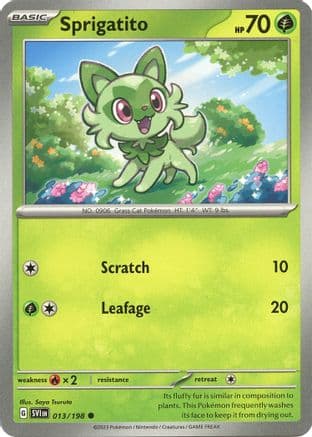 Sprigatito — SV01: Scarlet & Violet Base Set Pokémon TCG card by Saya Tsuruta