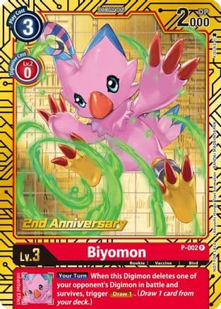 Biyomon - P-002 (2nd Anniversary Card Set) — Digimon Promotion Cards