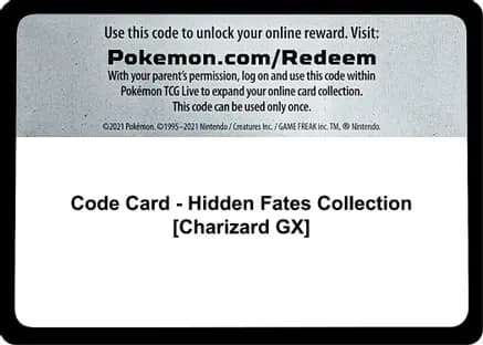 Code Card - Hidden Fates Collection [Charizard GX] — Hidden Fates