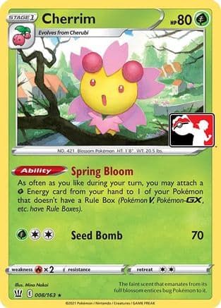 Cherrim - 008/163 — Prize Pack Series Cards Pokémon TCG card by Mina Nakai