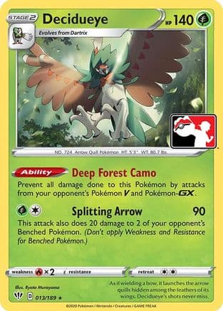 Decidueye - 013/189 — Prize Pack Series Cards Pokémon TCG card by Ryota Murayama