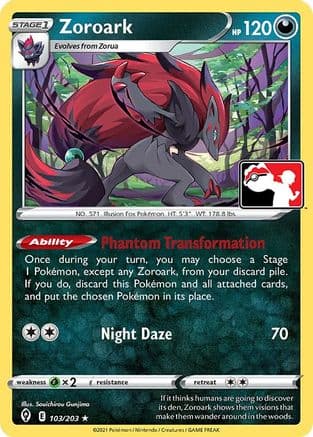 Zoroark - 103/203 — Prize Pack Series Cards Pokémon TCG card by Souichirou Gunjima