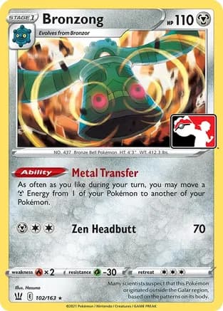 Bronzong - 102/163 — Prize Pack Series Cards Pokémon TCG card by Hasuno