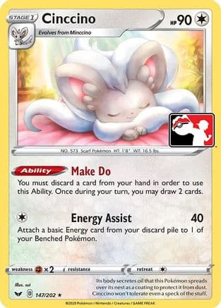 Cinccino - 147/202 — Prize Pack Series Cards Pokémon TCG card by sui