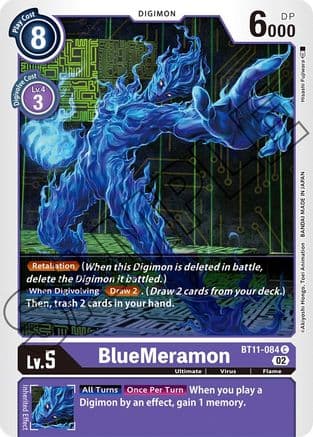 BlueMeramon — Dimensional Phase Digimon Card Game card by Hisashi Fujiwara