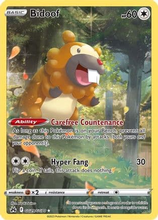 Bidoof — Crown Zenith: Galarian Gallery Pokémon TCG card by Kouki Saitou