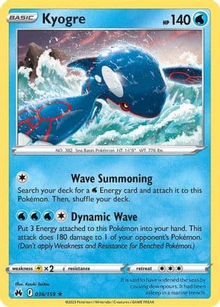 Kyogre — SWSH: Crown Zenith Pokémon TCG card by Kouki Saitou