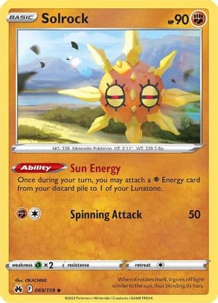 Solrock — Crown Zenith Pokémon TCG card by OKACHEKE