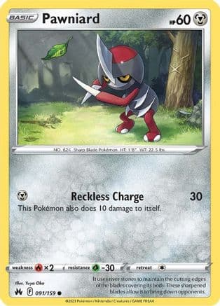 Pawniard (91) — Crown Zenith Pokémon TCG card by Unknown