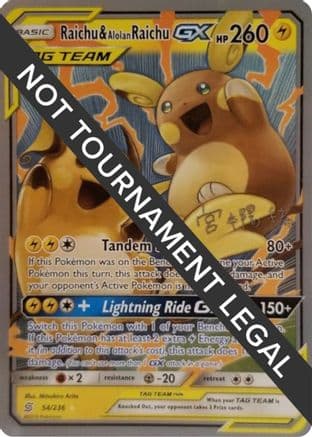 Raichu & Alolan Raichu GX - 2019 (Haruki Miyamoto) — World Championship Decks Pokémon TCG card by Haruki Miyamoto