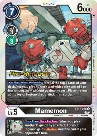 Mamemon — Dimensional Phase Pre-Release Cards Digimon Card Game card by Akiyoshi Hongō, Toei Animation