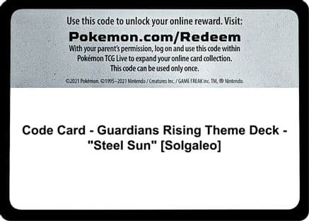 Code Card - Guardians Rising Theme Deck - "Steel Sun" [Solgaleo] — SM - Guardians Rising