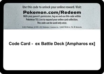 Code Card - ex Battle Deck [Ampharos ex] — Miscellaneous Cards & Products