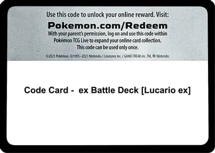 Code Card - ex Battle Deck [Lucario ex] — Miscellaneous Cards & Products