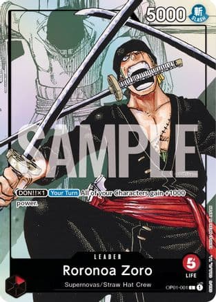 Roronoa Zoro - OP01-001 (Alternate Art) — One Piece Promotion Cards