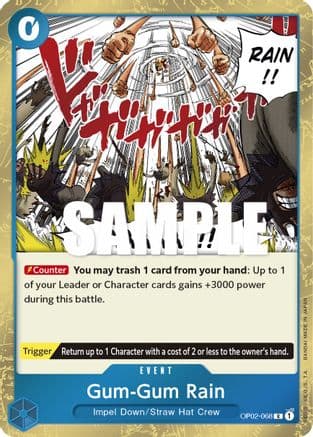 Gum-Gum Rain — Paramount War One Piece Card Game card by BANDAI MADE IN JAPAN