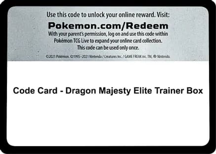 Code Card - Dragon Majesty Elite Trainer Box — Dragon Majesty