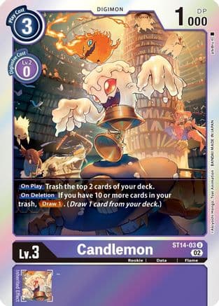 Candlemon — Starter Deck 14: Beelzemon Advanced Deck Set Digimon Card Game card by Akiyoshi Hongo, Toei Animation, BANDAI MADE IN JAPAN