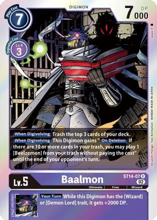 Baalmon — Starter Deck 14: Beelzemon Advanced Deck Set Digimon Card Game card by Akiyoshi Hongo, Toei Animation