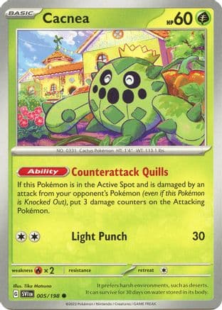 Cacnea - 005/198 — SV01: Scarlet & Violet Base Set Pokémon TCG card by Tika Matsuno