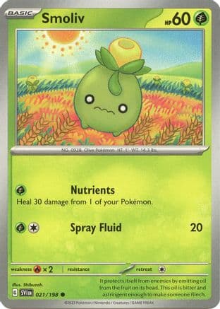 Smoliv - 021/198 — SV01: Scarlet & Violet Base Set Pokémon TCG card by Unknown