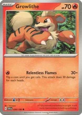 Growlithe - 030/198 — SV01: Scarlet & Violet Base Set Pokémon TCG card by kawayoo