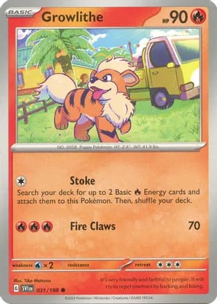 Growlithe - 031/198 — SV01: Scarlet & Violet Base Set Pokémon TCG card by Tika Matsuno