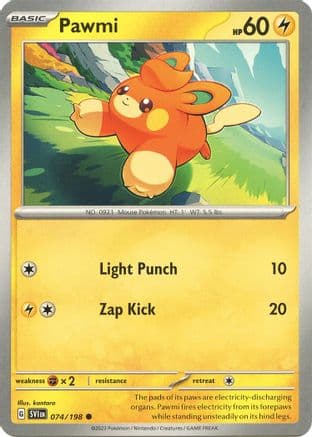 Pawmi - 074/198 — SV01: Scarlet & Violet Base Set Pokémon TCG card by 5ban Graphics