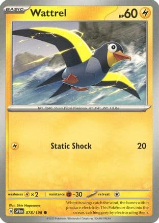 Wattrel - 078/198 — SV01: Scarlet & Violet Base Set Pokémon TCG card by Shin Nagasawa