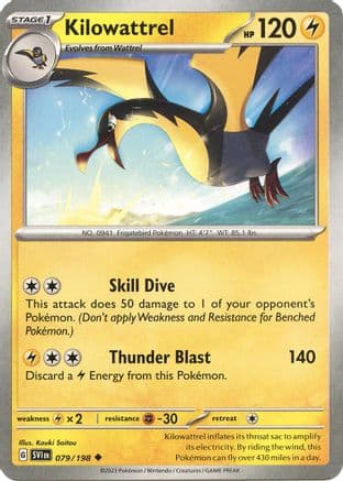 Kilowattrel — SV01: Scarlet & Violet Base Set Pokémon TCG card by Kouki Saitou