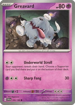 Greavard - 105/198 — SV01: Scarlet & Violet Base Set Pokémon TCG card by Shin Nagasawa