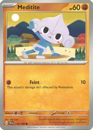 Meditite - 110/198 — SV01: Scarlet & Violet Base Set Pokémon TCG card by miki kudo