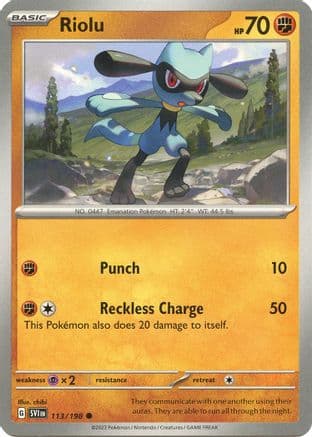 Riolu - 113/198 — SV01: Scarlet & Violet Base Set Pokémon TCG card by chibi