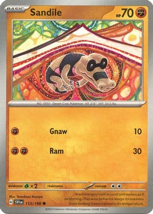 Sandile - 115/198 — SV01: Scarlet & Violet Base Set Pokémon TCG card by Tomokazu Komiya