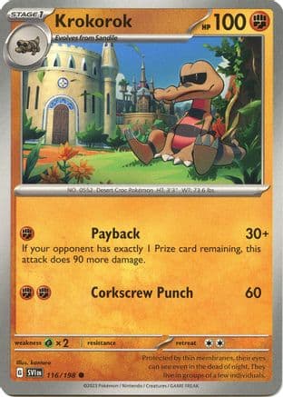 Krokorok — SV01: Scarlet & Violet Base Set Pokémon TCG card by kantaro
