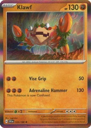 Klawf - 122/198 — SV01: Scarlet & Violet Base Set Pokémon TCG card by nagimiso