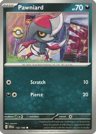Pawniard — SV01: Scarlet & Violet Base Set Pokémon TCG card by sowsow