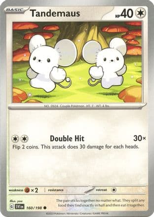 Tandemaus - 160/198 — SV01: Scarlet & Violet Base Set Pokémon TCG card by yuu